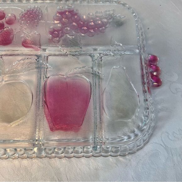 Vintage Indiana Glass Divided Serving/Relish Tray 5 Slot Fruits Hors D’oeuvres - Picture 12 of 12